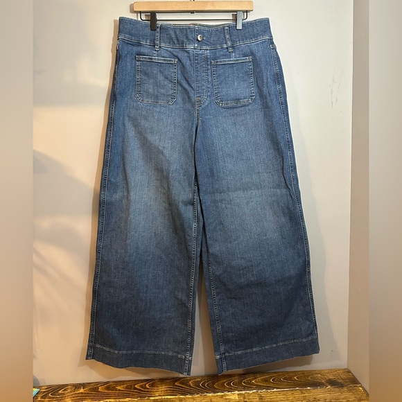 Spanx Cropped Wide Leg Jeans with Patch Pockets 1X (18-20) Tall - Picture 3 of 13